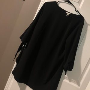 Black long sleeve chiffon dress